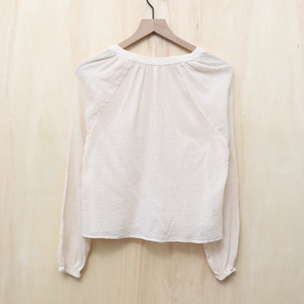 Free People Cotton Button Down Gauze Blouse Cream S - Picture 3 of 4